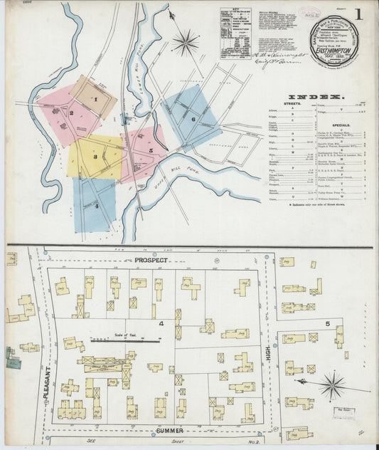 Sanborn Fire Insurance Map from East Hampton, Hampshire County, Massachusetts (1889), Sheet #0001 - Complete Map Set gallery image, historic Sanborn map, vintage wall art, Massachusetts Massachusetts