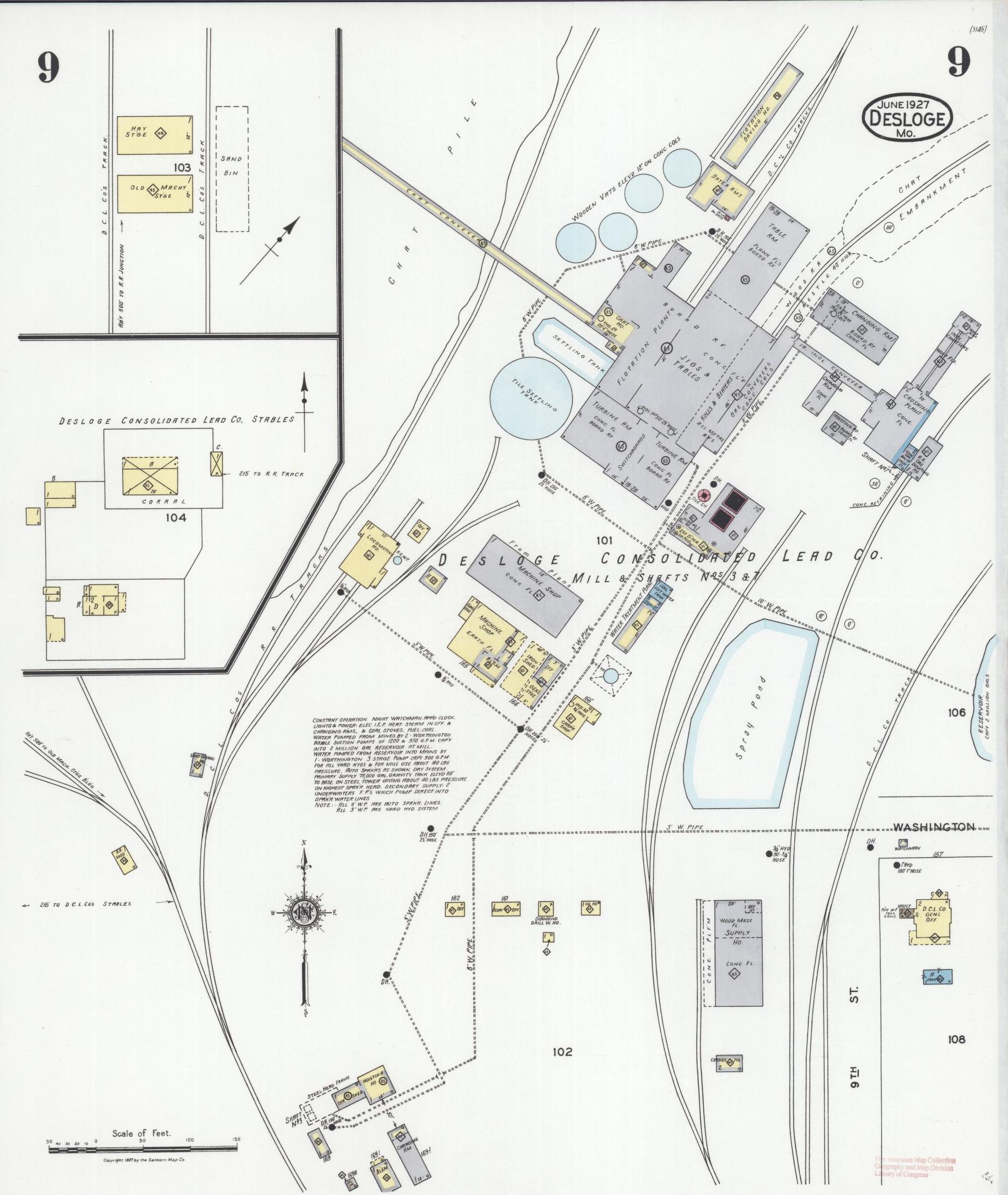 Sanborn Fire Insurance Map from Desloge, Saint Francois County, Missouri (1927), Sheet #0009 - Historic Sanborn Fire Insurance Map Print, vintage old map wall art, antique decor, genealogy gift, Missouri Missouri map