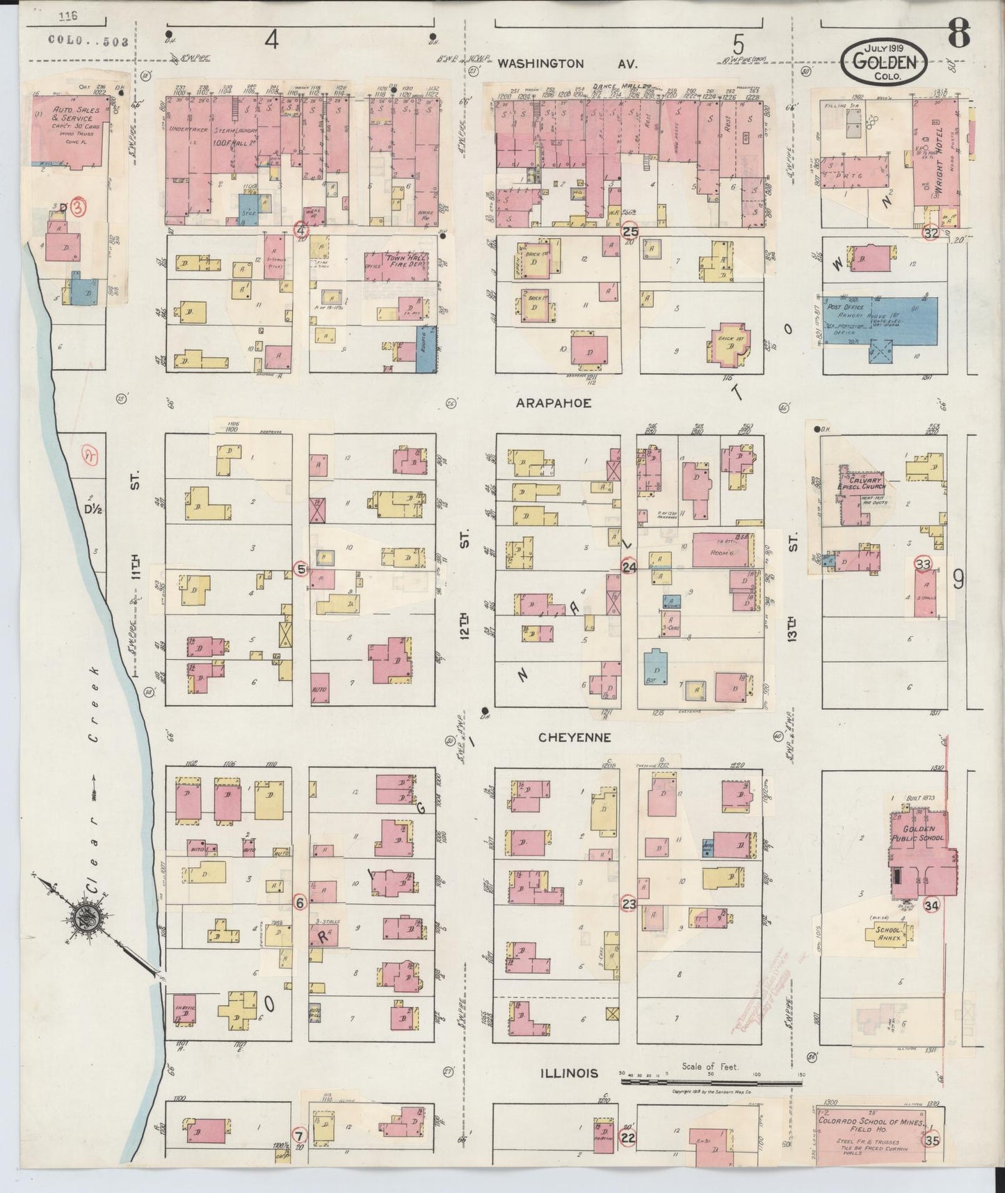 Sanborn Fire Insurance Map from Golden, Jefferson County, Colorado (1938), Sheet #0008 - Complete Map Set gallery image, historic Sanborn map, vintage wall art, Colorado Colorado
