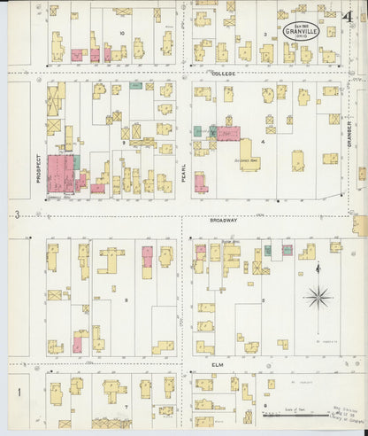 Sanborn Fire Insurance Map from Granville, Licking County, Ohio (1905), Sheet #0004 - Complete Map Set gallery image, historic Sanborn map, vintage wall art, Ohio Ohio