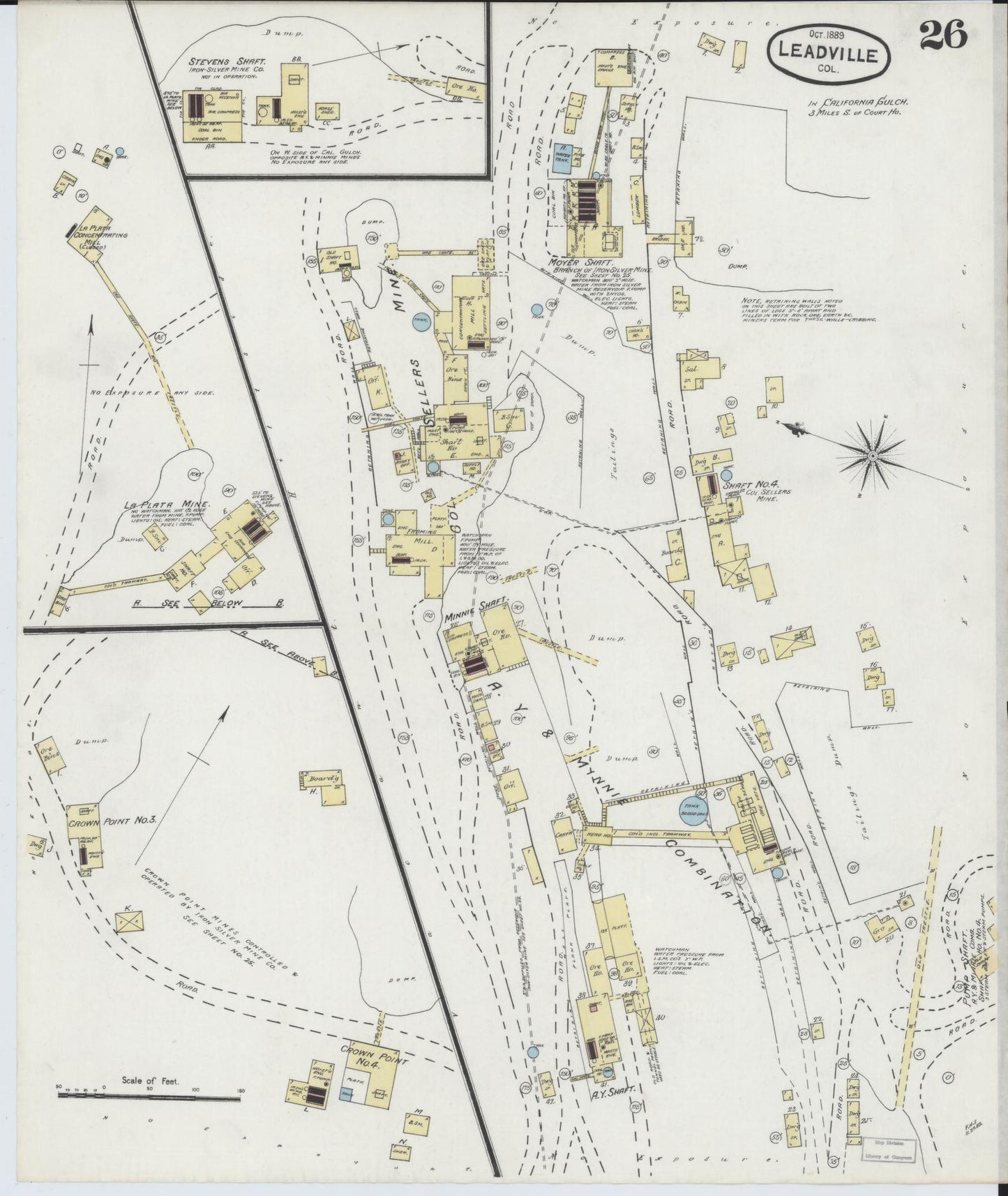 Sanborn Fire Insurance Map from Leadville, Lake County, Colorado (1889), Sheet #0026 - Historic Sanborn Fire Insurance Map Print, vintage old map wall art, antique decor, genealogy gift, Colorado Colorado map