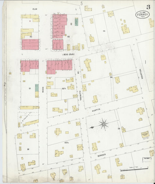 Sanborn Fire Insurance Map from Forney, Kaufman County, Texas (1906), Sheet #0003 - Historic Sanborn Fire Insurance Map Print, vintage old map wall art, antique decor, genealogy gift, Texas Texas map