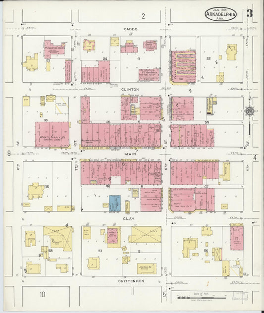 Sanborn Fire Insurance Map from Arkadelphia, Clark County, Arkansas (1918), Sheet #0003 - Historic Sanborn Fire Insurance Map Print, vintage old map wall art, antique decor, genealogy gift, Arkansas Arkansas map