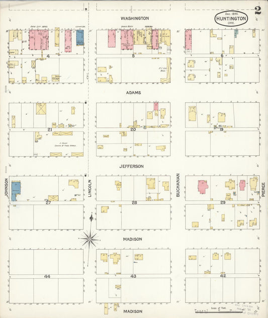 Sanborn Fire Insurance Map from Huntington, Baker County, Oregon (1895), Sheet #0002 - Historic Sanborn Fire Insurance Map Print, vintage old map wall art, antique decor, genealogy gift, Oregon Oregon map