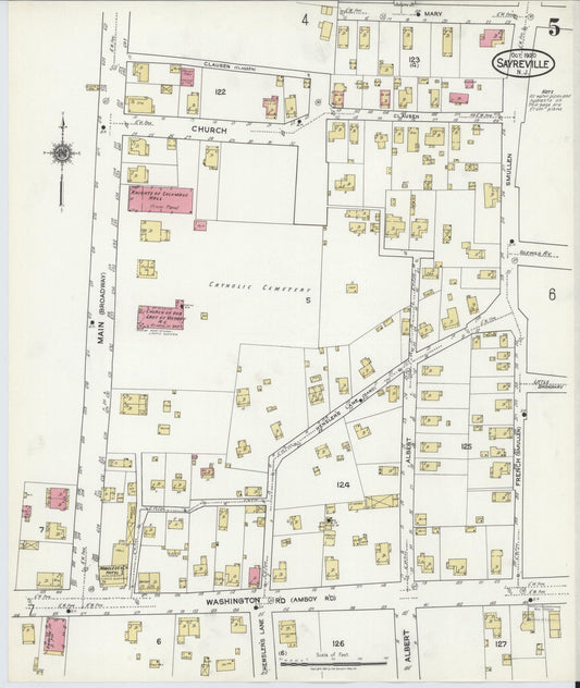 Sanborn Fire Insurance Map from Sayreville, Middlesex County, New Jersey (1920), Sheet #0005 - Historic Sanborn Fire Insurance Map Print, vintage old map wall art, antique decor, genealogy gift, New Jersey New Jersey map