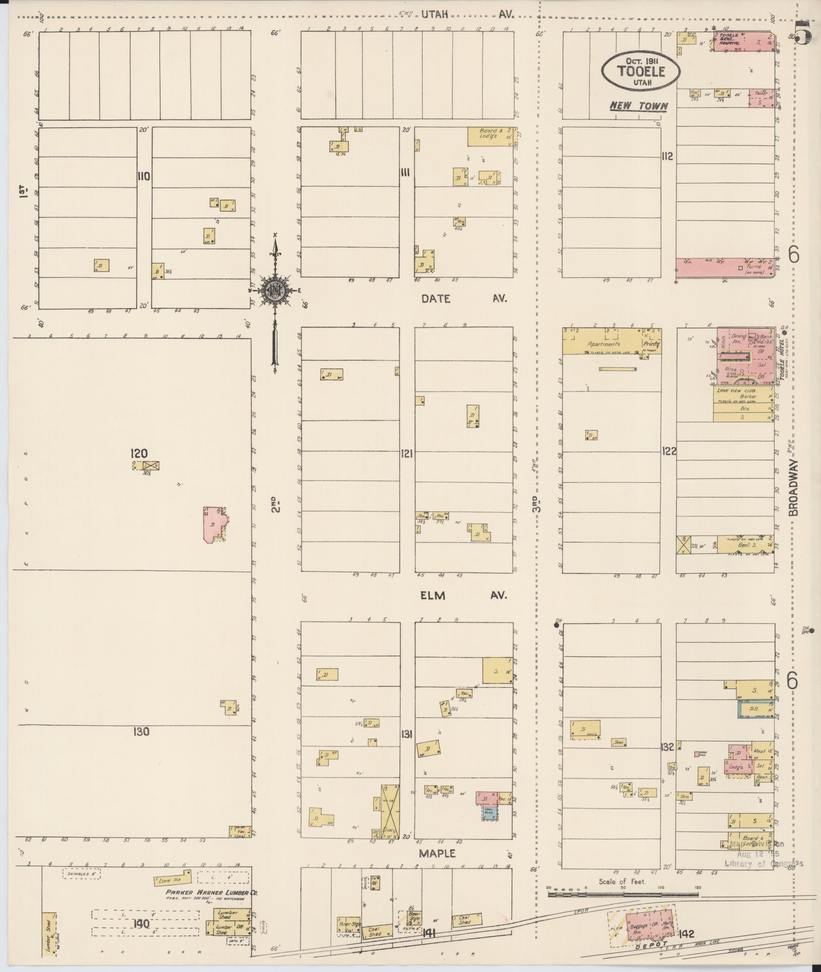 Sanborn Fire Insurance Map from Tooele, Tooele County, Utah (1911), Sheet #0005 - Complete Map Set gallery image, historic Sanborn map, vintage wall art, Utah Utah