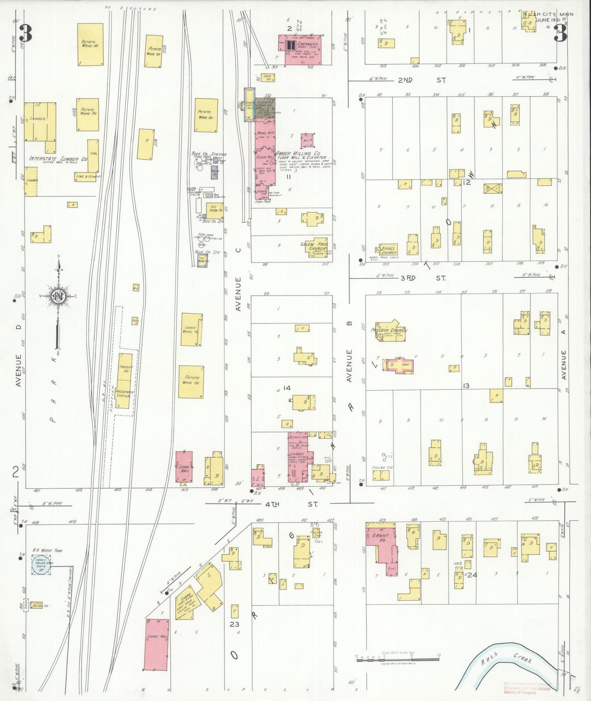 Sanborn Fire Insurance Map from Rush City, Chisago County, Minnesota (1931), Sheet #0003 - Historic Sanborn Fire Insurance Map Print, vintage old map wall art, antique decor, genealogy gift, Minnesota Minnesota map