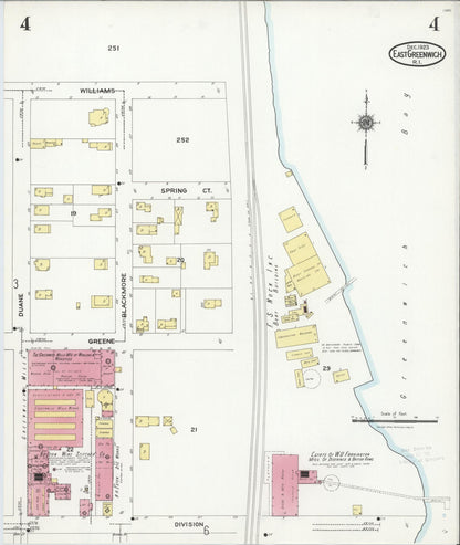 Sanborn Fire Insurance Map from East Greenwich, Kent County, Rhode Island (1923), Sheet #0004 - Complete Map Set gallery image, historic Sanborn map, vintage wall art, Rhode Island Rhode Island
