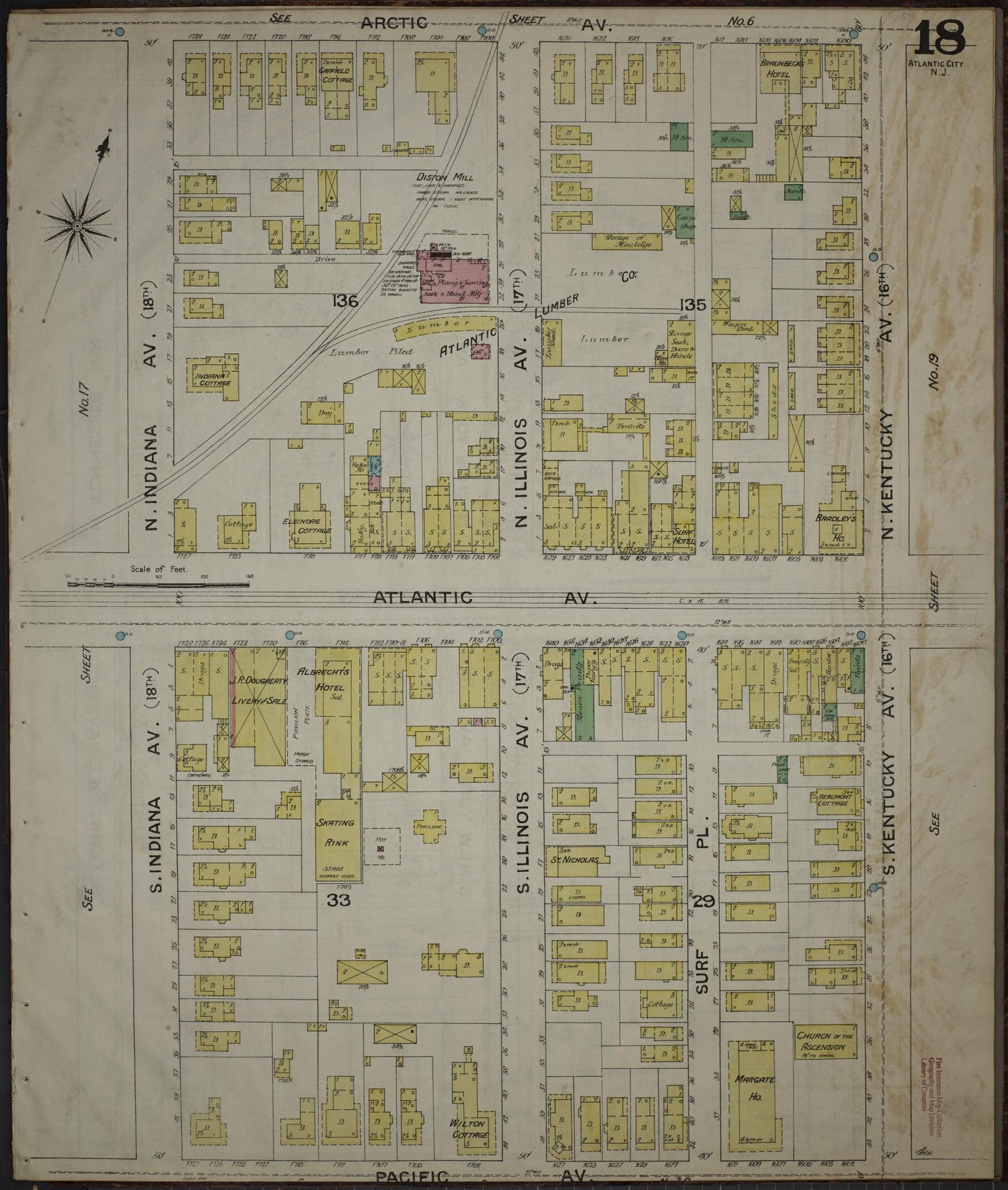 Sanborn Fire Insurance Map from Atlantic City, Atlantic County, New Jersey (1886), Sheet #0018 - Complete Map Set gallery image, historic Sanborn map, vintage wall art, New Jersey New Jersey