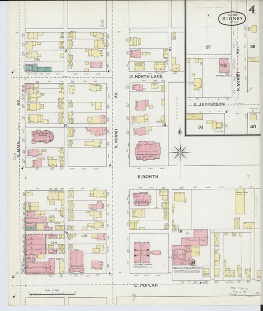 Sanborn Fire Insurance Map from Sidney, Shelby County, Ohio (1892), Sheet #0004 - Historic Sanborn Fire Insurance Map Print, vintage old map wall art, antique decor, genealogy gift, Ohio Ohio map