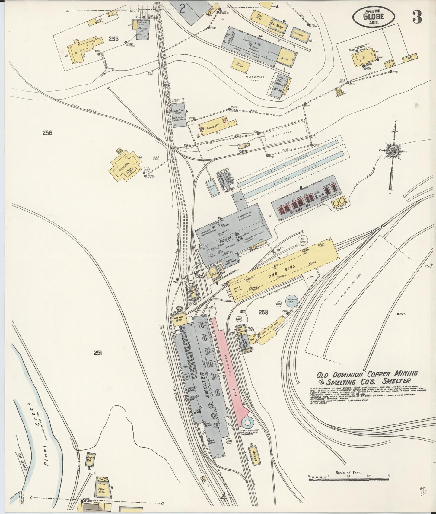 Sanborn Fire Insurance Map from Globe, Gila County, Arizona (1911), Sheet #0003 - Complete Map Set gallery image, historic Sanborn map, vintage wall art, Arizona Arizona