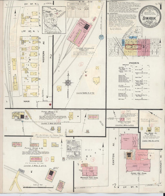 Sanborn Fire Insurance Map from Biwabik, Saint Louis County, Minnesota (1936), Sheet #0001 - Complete Map Set gallery image, historic Sanborn map, vintage wall art, Minnesota Minnesota