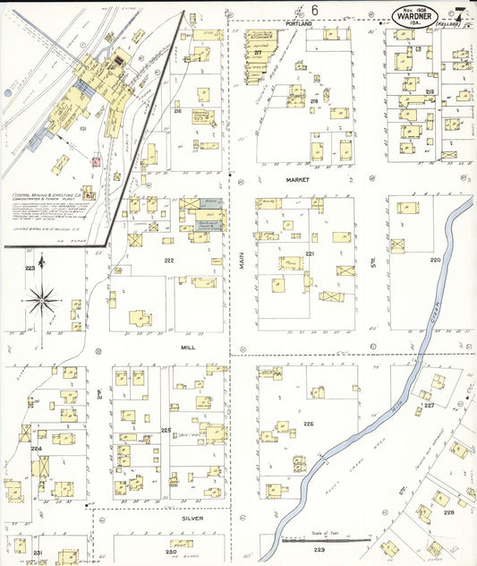 Sanborn Fire Insurance Map from Wardner, Shoshone County, Idaho (1908), Sheet #0007 - Historic Sanborn Fire Insurance Map Print, vintage old map wall art, antique decor, genealogy gift, Idaho Idaho map