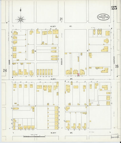 Sanborn Fire Insurance Map from Anniston, Calhoun County, Alabama (1905), Sheet #0025 - Complete Map Set gallery image, historic Sanborn map, vintage wall art, Alabama Alabama