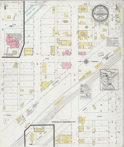 Sanborn Fire Insurance Map from Floodwood, Saint Louis County, Minnesota (1928), Sheet #0001 - Complete Map Set gallery image, historic Sanborn map, vintage wall art, Minnesota Minnesota