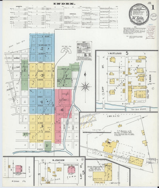 Sanborn Fire Insurance Map from De Soto, Jefferson County, Missouri (1900), Sheet #0001 - Complete Map Set gallery image, historic Sanborn map, vintage wall art, Missouri Missouri