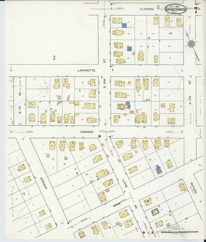 Sanborn Fire Insurance Map from Grand Haven, Ottawa County, Michigan (1920), Sheet #0007 - Historic Sanborn Fire Insurance Map Print, vintage old map wall art, antique decor, genealogy gift, Michigan Michigan map