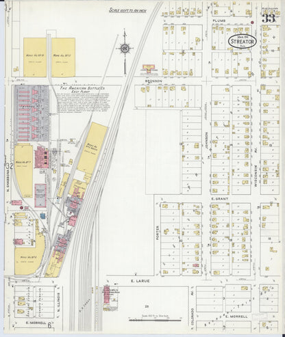 Sanborn Fire Insurance Map from Streator, La Salle County, Illinois (1916), Sheet #0033 - Complete Map Set gallery image, historic Sanborn map, vintage wall art, Illinois Illinois