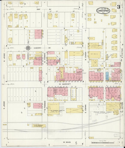 Sanborn Fire Insurance Map from Christopher, Franklin County, Illinois (1916), Sheet #0003 - Historic Sanborn Fire Insurance Map Print, vintage old map wall art, antique decor, genealogy gift, Illinois Illinois map