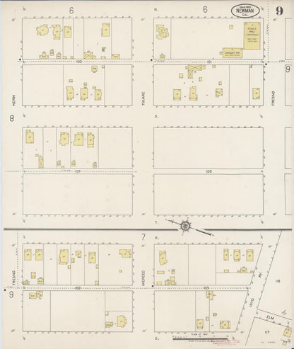 Sanborn Fire Insurance Map from Newman, Stanislaus County, California (1920), Sheet #0009 - Complete Map Set gallery image, historic Sanborn map, vintage wall art, California California