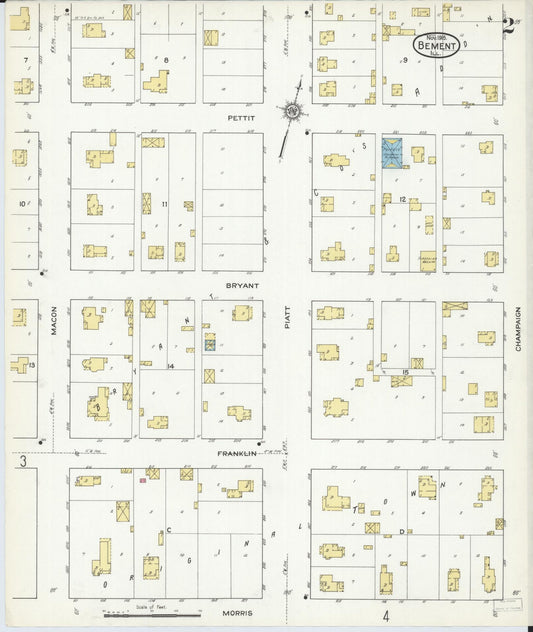 Sanborn Fire Insurance Map from Bement, Piatt County, Illinois (1915), Sheet #0002 - Historic Sanborn Fire Insurance Map Print, vintage old map wall art, antique decor, genealogy gift, Illinois Illinois map