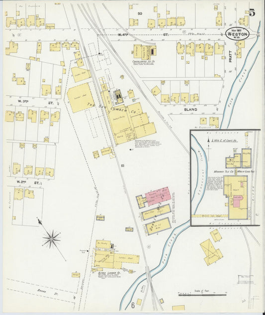 Sanborn Fire Insurance Map from Weston, Lewis County, West Virginia (1907), Sheet #0005 - Historic Sanborn Fire Insurance Map Print, vintage old map wall art, antique decor, genealogy gift, West Virginia West Virginia map