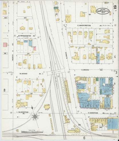 Sanborn Fire Insurance Map from South McAlester, Pittsburg County, Oklahoma (1904), Sheet #0002 - Complete Map Set gallery image, historic Sanborn map, vintage wall art, Oklahoma Oklahoma