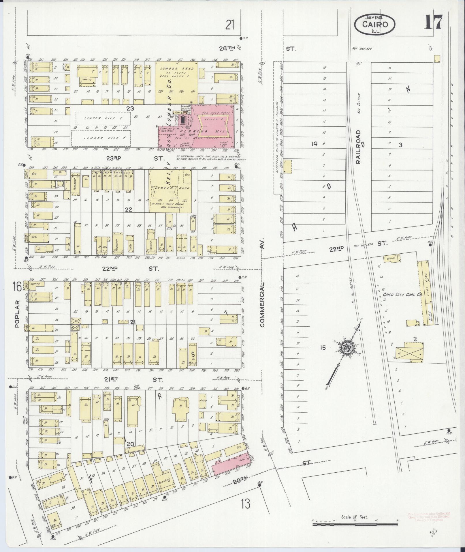 Sanborn Fire Insurance Map from Cairo, Alexander County, Illinois (1914), Sheet #0017 - Complete Map Set gallery image, historic Sanborn map, vintage wall art, Illinois Illinois