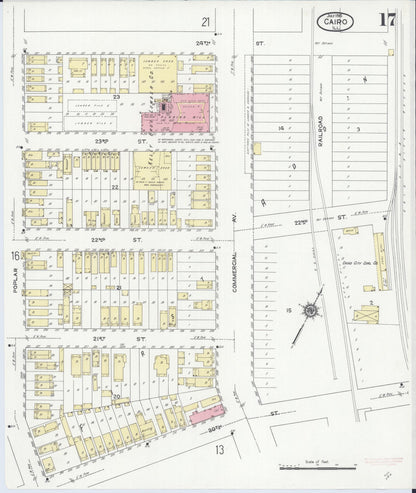 Sanborn Fire Insurance Map from Cairo, Alexander County, Illinois (1914), Sheet #0017 - Complete Map Set gallery image, historic Sanborn map, vintage wall art, Illinois Illinois