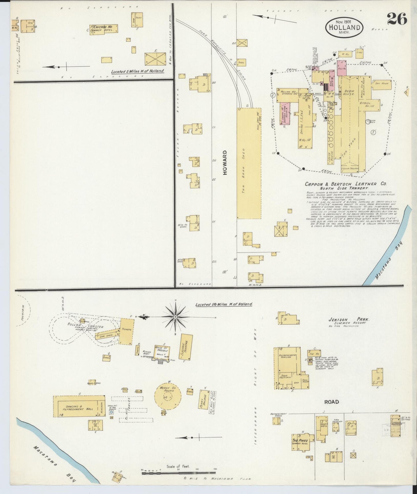 Sanborn Fire Insurance Map from Holland, Ottawa County, Michigan (1908), Sheet #0026 - Historic Sanborn Fire Insurance Map Print, vintage old map wall art, antique decor, genealogy gift, Michigan Michigan map