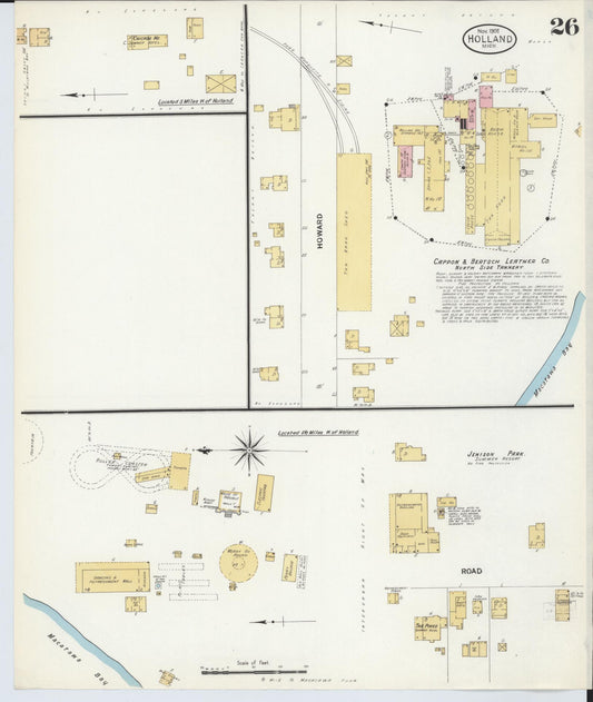 Sanborn Fire Insurance Map from Holland, Ottawa County, Michigan (1908), Sheet #0026 - Historic Sanborn Fire Insurance Map Print, vintage old map wall art, antique decor, genealogy gift, Michigan Michigan map