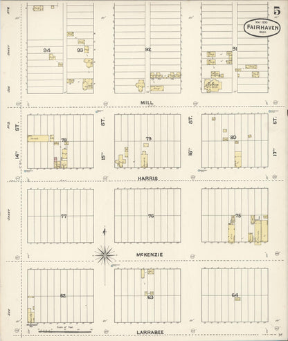 Sanborn Fire Insurance Map from Fairhaven [see also Bellingham and Sehome], Whatcom County, Washington (1890), Sheet #0005 - Complete Map Set gallery image, historic Sanborn map, vintage wall art, Washington Washington