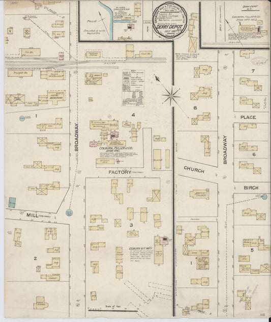 Sanborn Fire Insurance Map from Derry Depot, Rockingham County, New Hampshire (1887), Sheet #0001 - Historic Sanborn Fire Insurance Map Print, vintage old map wall art, antique decor, genealogy gift, New Hampshire New Hampshire map