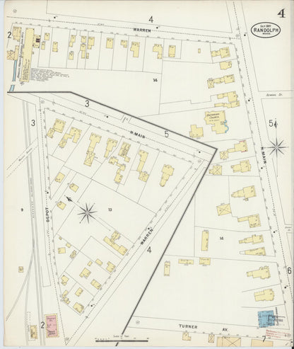 Sanborn Fire Insurance Map from Randolph, Norfolk County, Massachusetts (1897), Sheet #0004 - Historic Sanborn Fire Insurance Map Print, vintage old map wall art, antique decor, genealogy gift, Massachusetts Massachusetts map