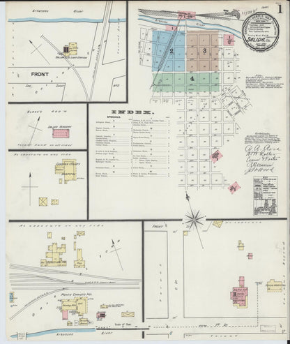 Sanborn Fire Insurance Map from Salida, Chaffee County, Colorado (1890), Sheet #0001 - Complete Map Set gallery image, historic Sanborn map, vintage wall art, Colorado Colorado