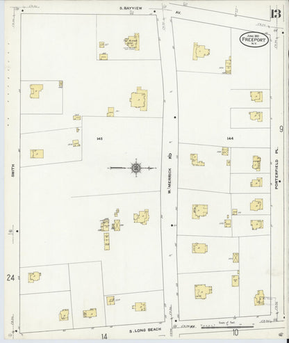 Sanborn Fire Insurance Map from Freeport, Nassau County, New York (1910), Sheet #0013 - Complete Map Set gallery image, historic Sanborn map, vintage wall art, New York New York