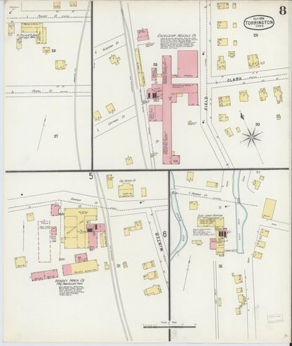 Sanborn Fire Insurance Map from Torrington, Litchfield County, Connecticut (1896), Sheet #0008 - Complete Map Set gallery image, historic Sanborn map, vintage wall art, Connecticut Connecticut