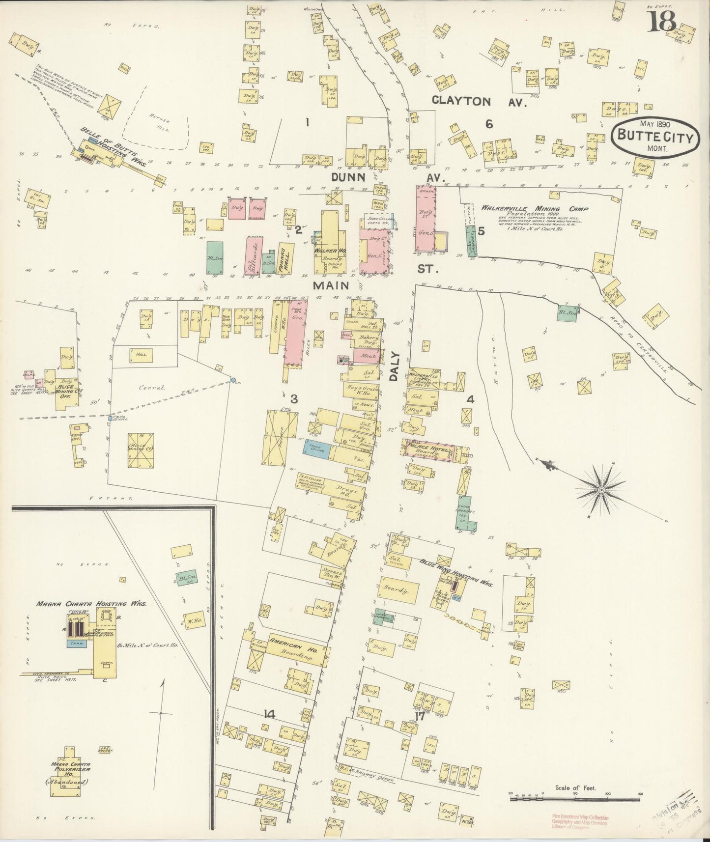 Sanborn Fire Insurance Map from Butte, Silver Bow County, Montana (1890), Sheet #0018 - Historic Sanborn Fire Insurance Map Print, vintage old map wall art, antique decor, genealogy gift, Montana Montana map