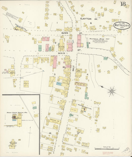 Sanborn Fire Insurance Map from Butte, Silver Bow County, Montana (1890), Sheet #0018 - Historic Sanborn Fire Insurance Map Print, vintage old map wall art, antique decor, genealogy gift, Montana Montana map