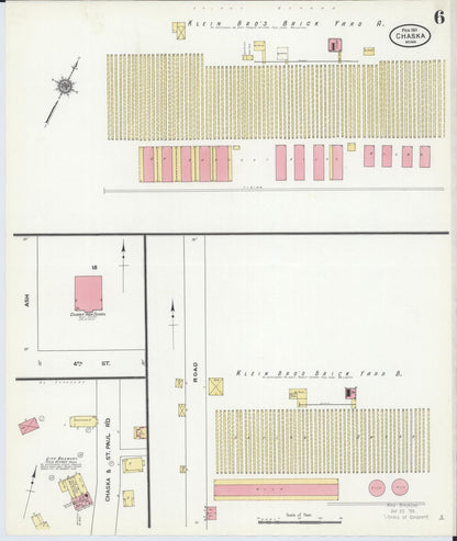 Sanborn Fire Insurance Map from Chaska, Carver County, Minnesota (1911), Sheet #0006 - Historic Sanborn Fire Insurance Map Print, vintage old map wall art, antique decor, genealogy gift, Minnesota Minnesota map