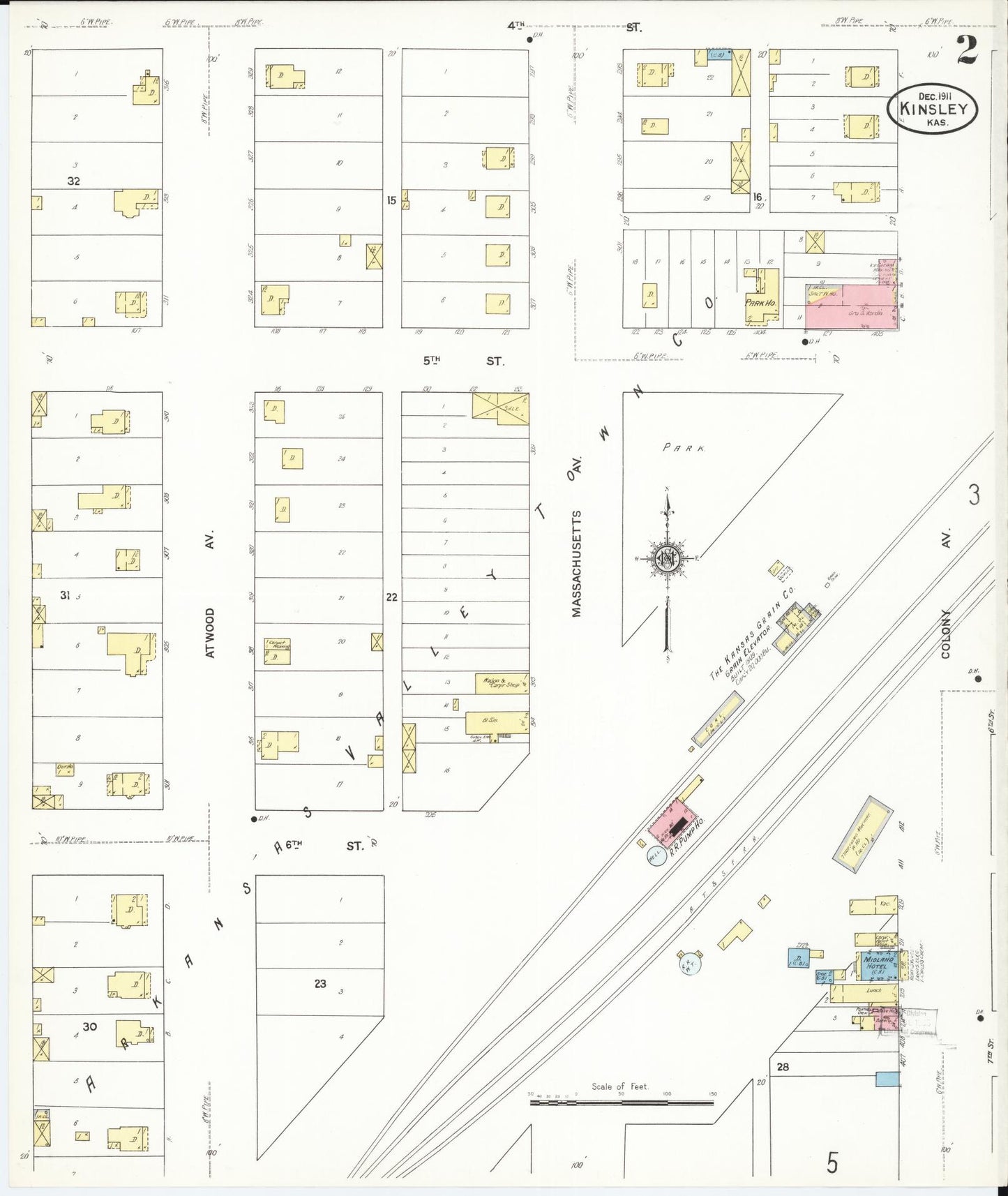 Sanborn Fire Insurance Map from Kinsley, Edwards County, Kansas (1911), Sheet #0002 - Complete Map Set gallery image, historic Sanborn map, vintage wall art, Kansas Kansas