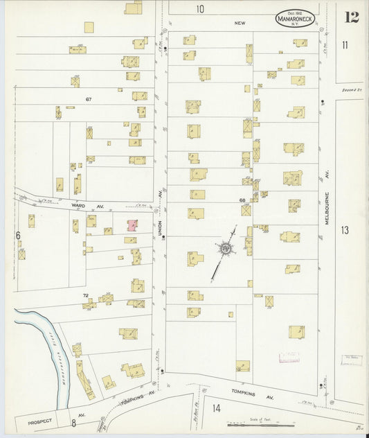Sanborn Fire Insurance Map from Mamaroneck, Westchester County, New York (1912), Sheet #0011 - Historic Sanborn Fire Insurance Map Print, vintage old map wall art, antique decor, genealogy gift, New York New York map