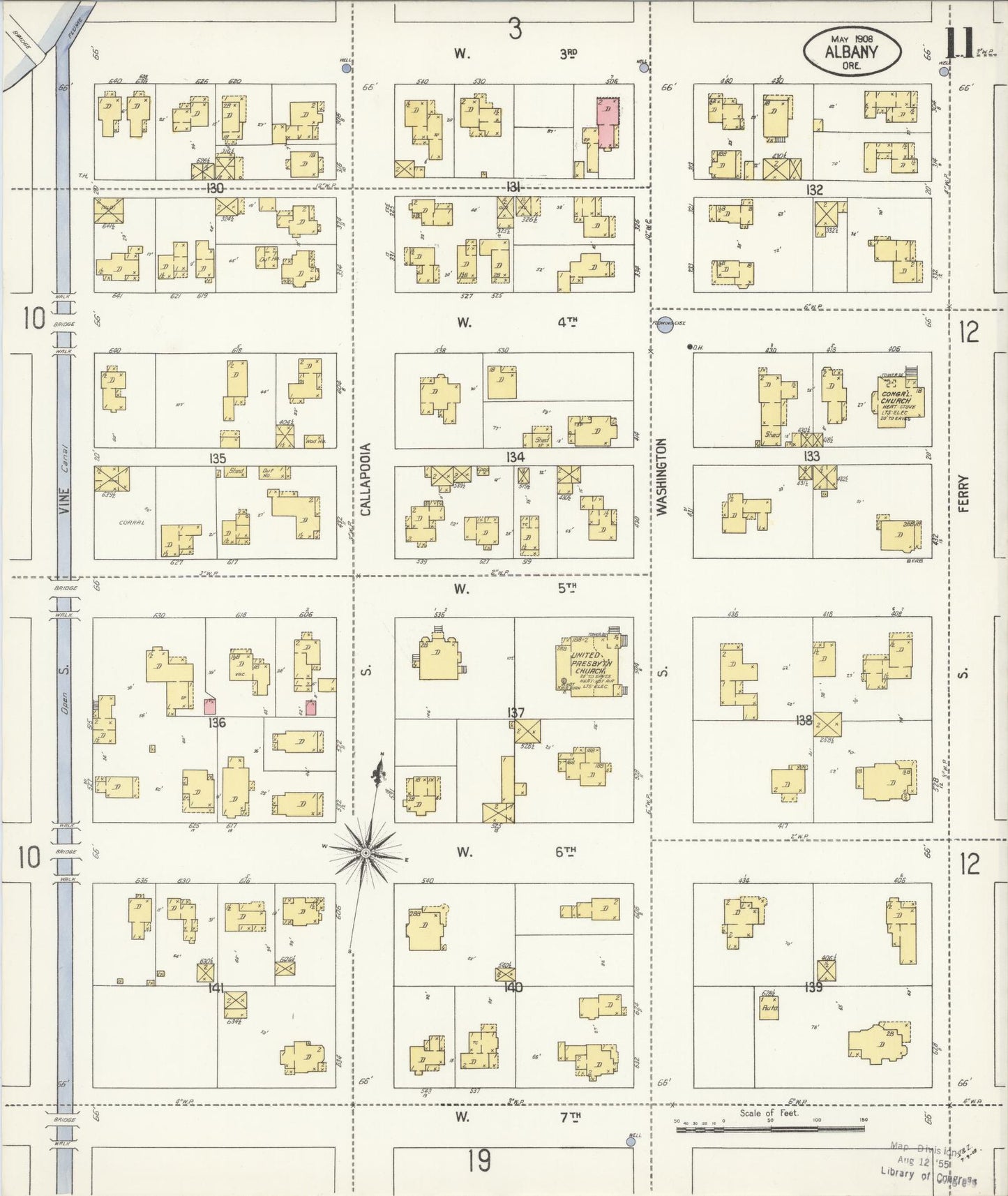 Sanborn Fire Insurance Map from Albany, Linn County, Oregon (1908), Sheet #0011 - Complete Map Set gallery image, historic Sanborn map, vintage wall art, Oregon Oregon
