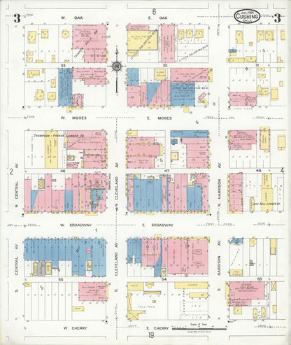 Sanborn Fire Insurance Map from Cushing, Payne County, Oklahoma (1924), Sheet #0003 - Complete Map Set gallery image, historic Sanborn map, vintage wall art, Oklahoma Oklahoma