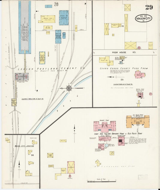 Sanborn Fire Insurance Map from Mason City, Cerro Gordo County, Iowa (1915), Sheet #0029 - Historic Sanborn Fire Insurance Map Print, vintage old map wall art