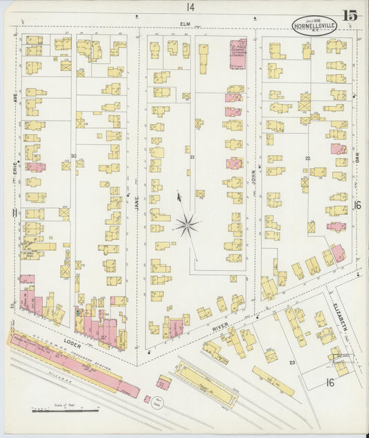 Sanborn Fire Insurance Map from Hornell, Steuben County, New York (1898), Sheet #0015 - Historic Sanborn Fire Insurance Map Print, vintage old map wall art, antique decor, genealogy gift, New York New York map
