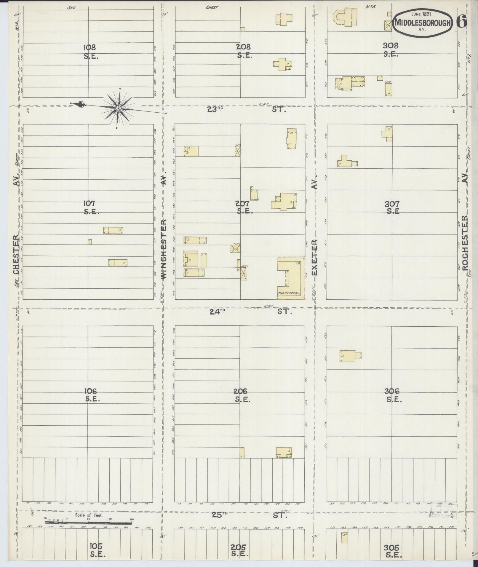 Sanborn Fire Insurance Map from Middlesboro, Bell County, Kentucky (1891), Sheet #0006 - Complete Map Set gallery image, historic Sanborn map, vintage wall art, Kentucky Kentucky