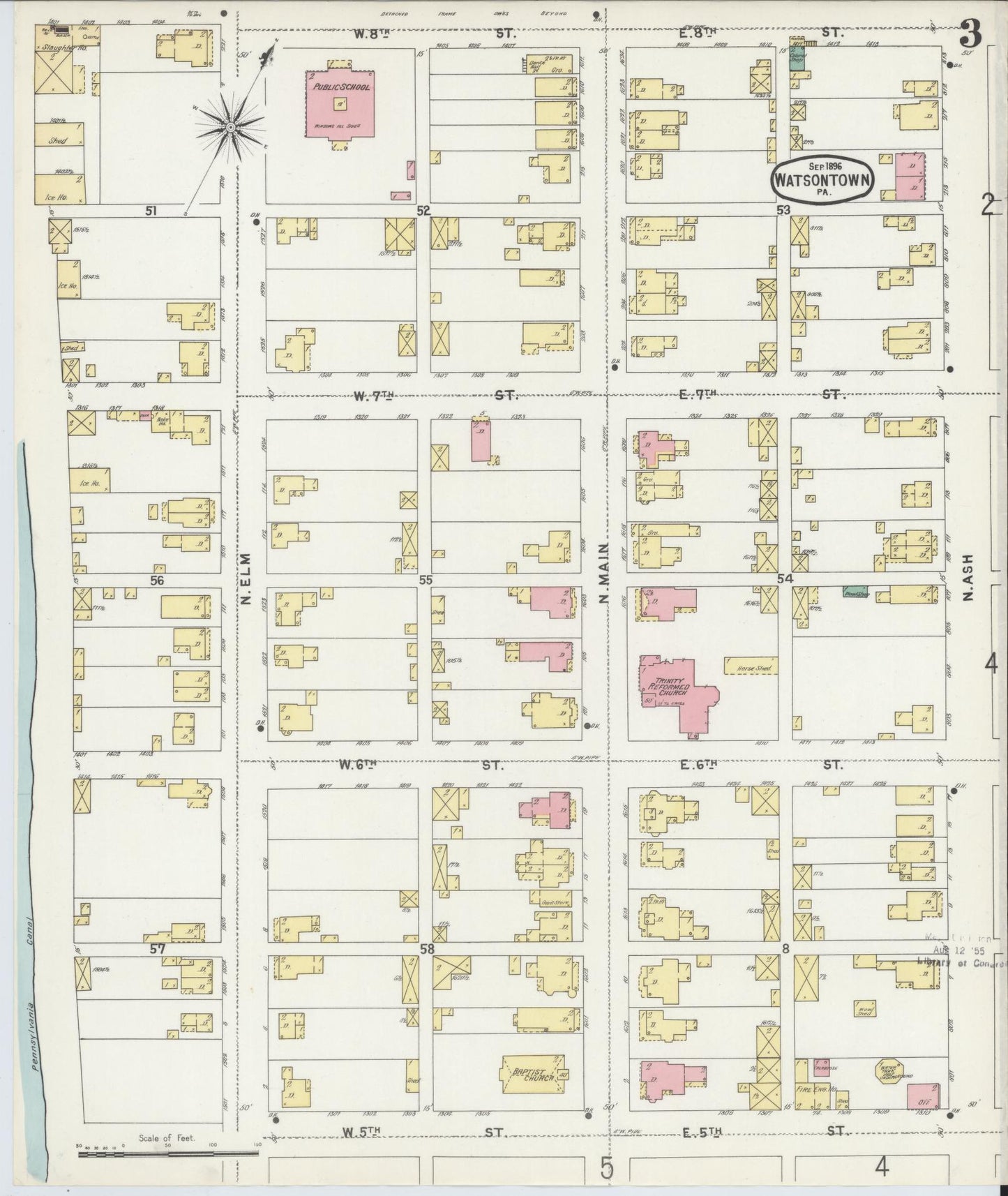 Sanborn Fire Insurance Map from Watsontown, Northumberland County, Pennsylvania (1896), Sheet #0003 - Complete Map Set gallery image, historic Sanborn map, vintage wall art, Pennsylvania Pennsylvania