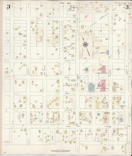 Sanborn Fire Insurance Map from Carrizo Springs, Dimmit County, Texas (1944), Sheet #0003 - Historic Sanborn Fire Insurance Map Print, vintage old map wall art, antique decor, genealogy gift, Texas Texas map