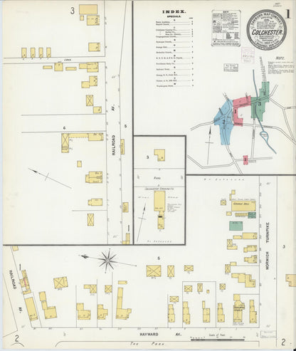 Sanborn Fire Insurance Map from Colchester, New London County, Connecticut (1903), Sheet #0001 - Complete Map Set gallery image, historic Sanborn map, vintage wall art, Connecticut Connecticut